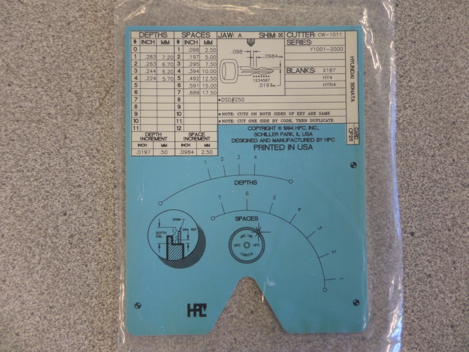 HPC CF211 HYUNDAI SONATA AUTO KEY CODE MACHINE CODE CARD