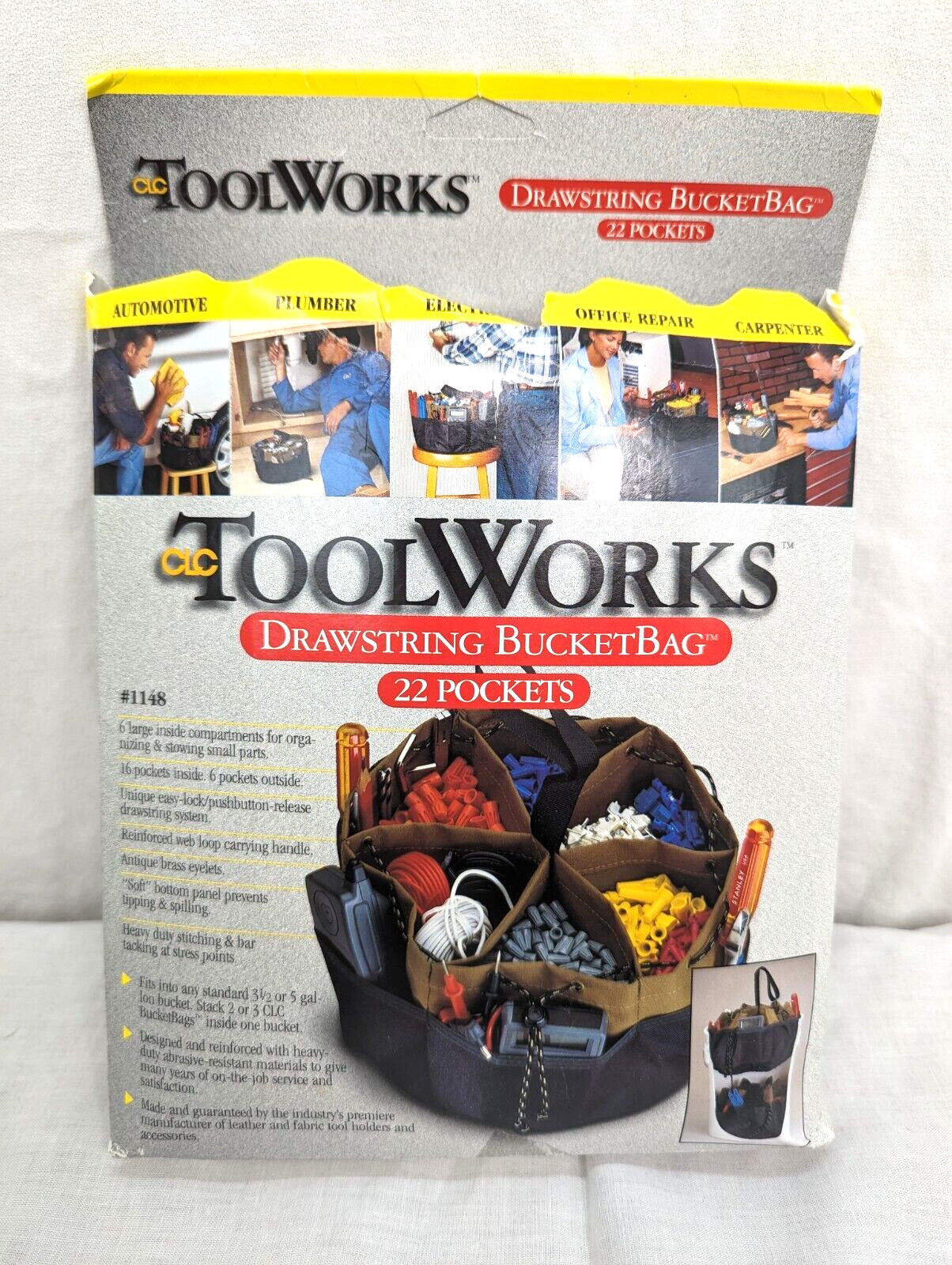 CLC Toolworks Drawstring BucketBag #1148 22 Pockets Brown