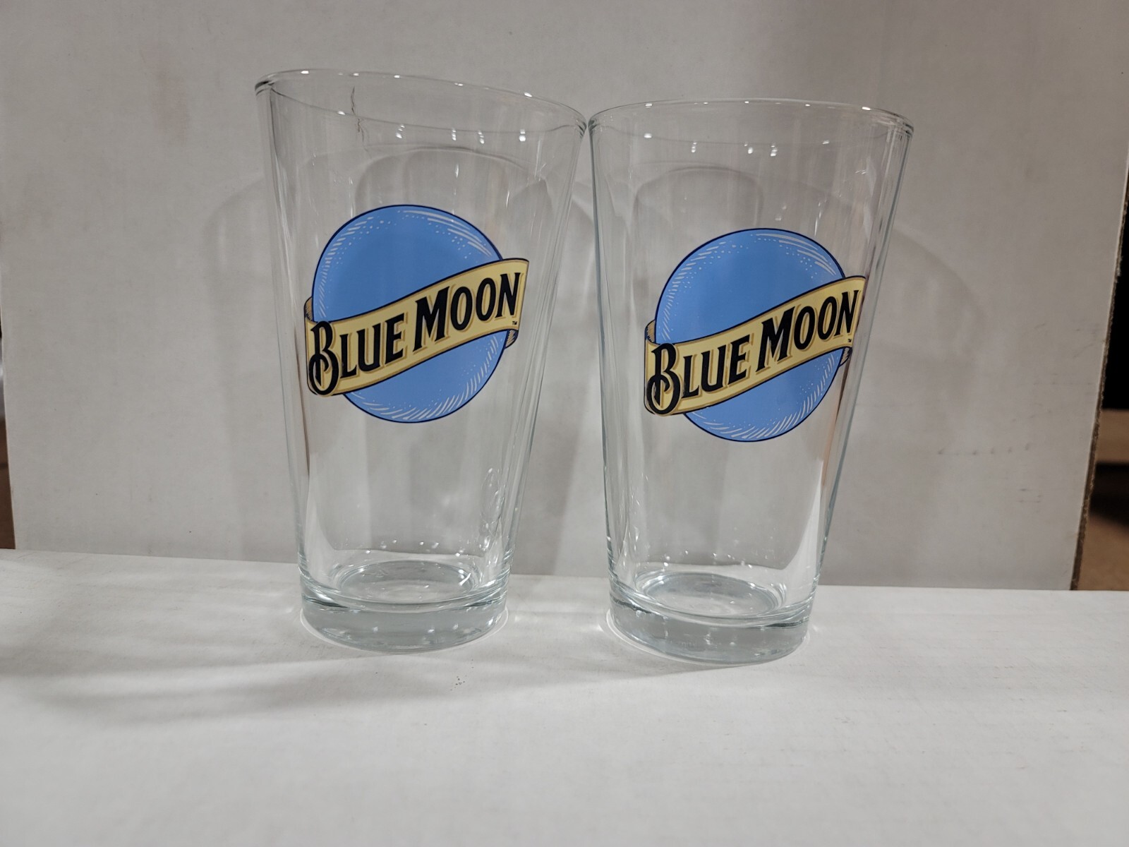 Blue Moon Pint Glasses 16 oz Set of 2 Great Condition Denver RiNo Brewery
