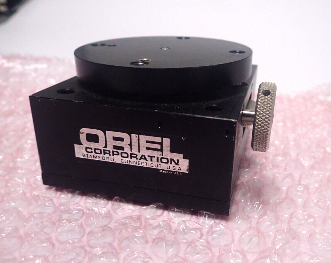 ORIEL CUSTOM ROTARY OPTICAL STAGE  3" DIA w/ NEWPORT BASE