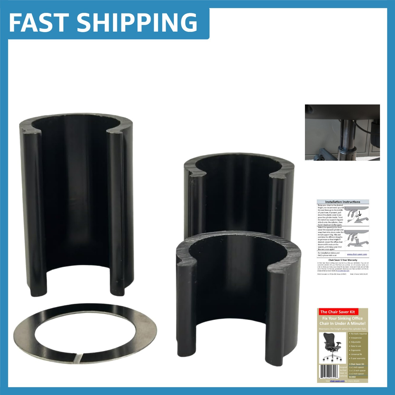 Instantly Elevate Comfort with the Black Chair Saver Kit - Ergonomic & Easy Fit
