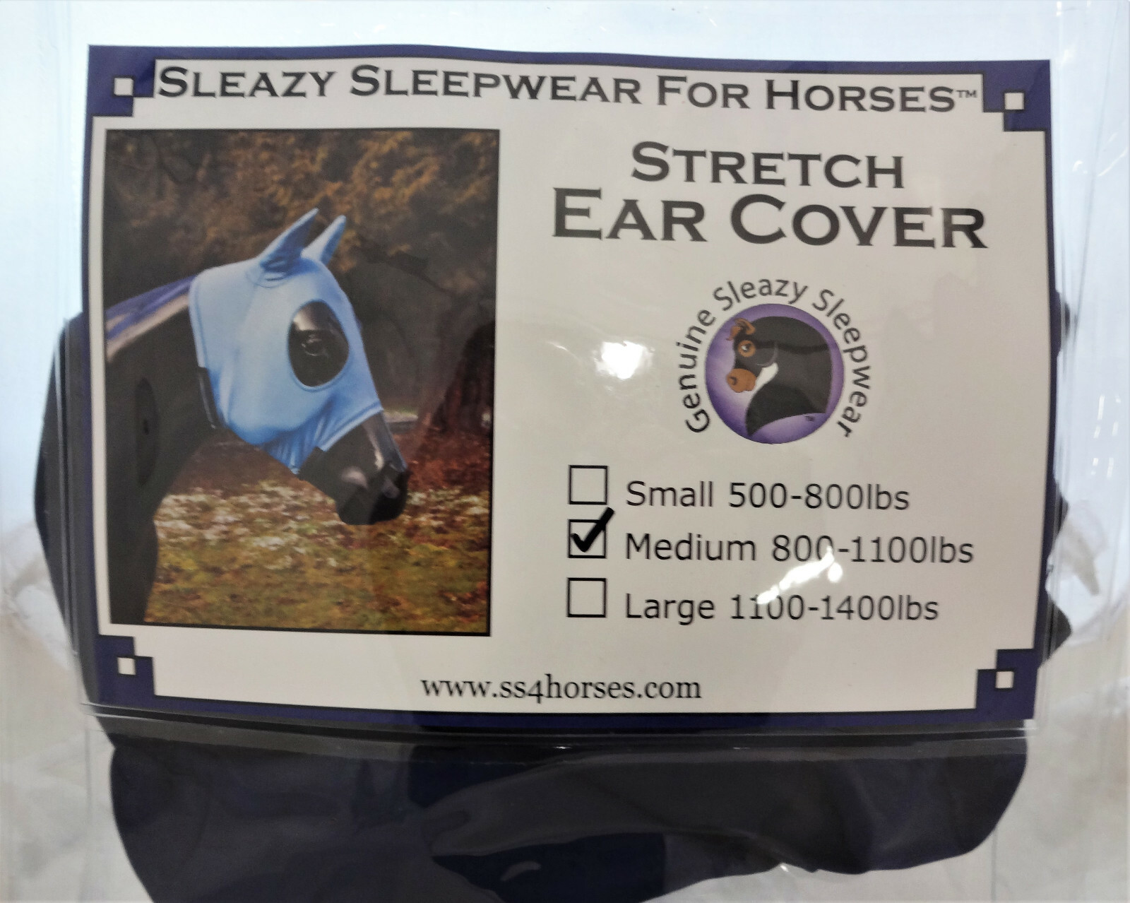New Sleazy Sleepwear for Horses Stretch Ear Face Cover Navy Blue Sizes
