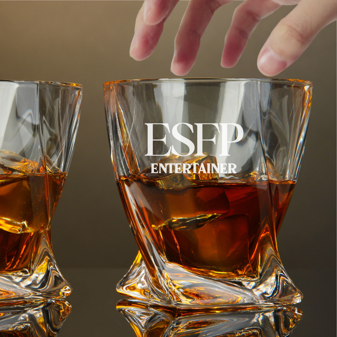 Custom Engraved ESFP Whiskey Glass – 10 oz Twisted Rocks Glass MBTI