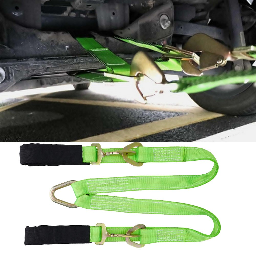 V-Bridle Recovery Strap 2"x4' w/Snap Hooks w/ Cordura Sleeve & Axle Straps Tow