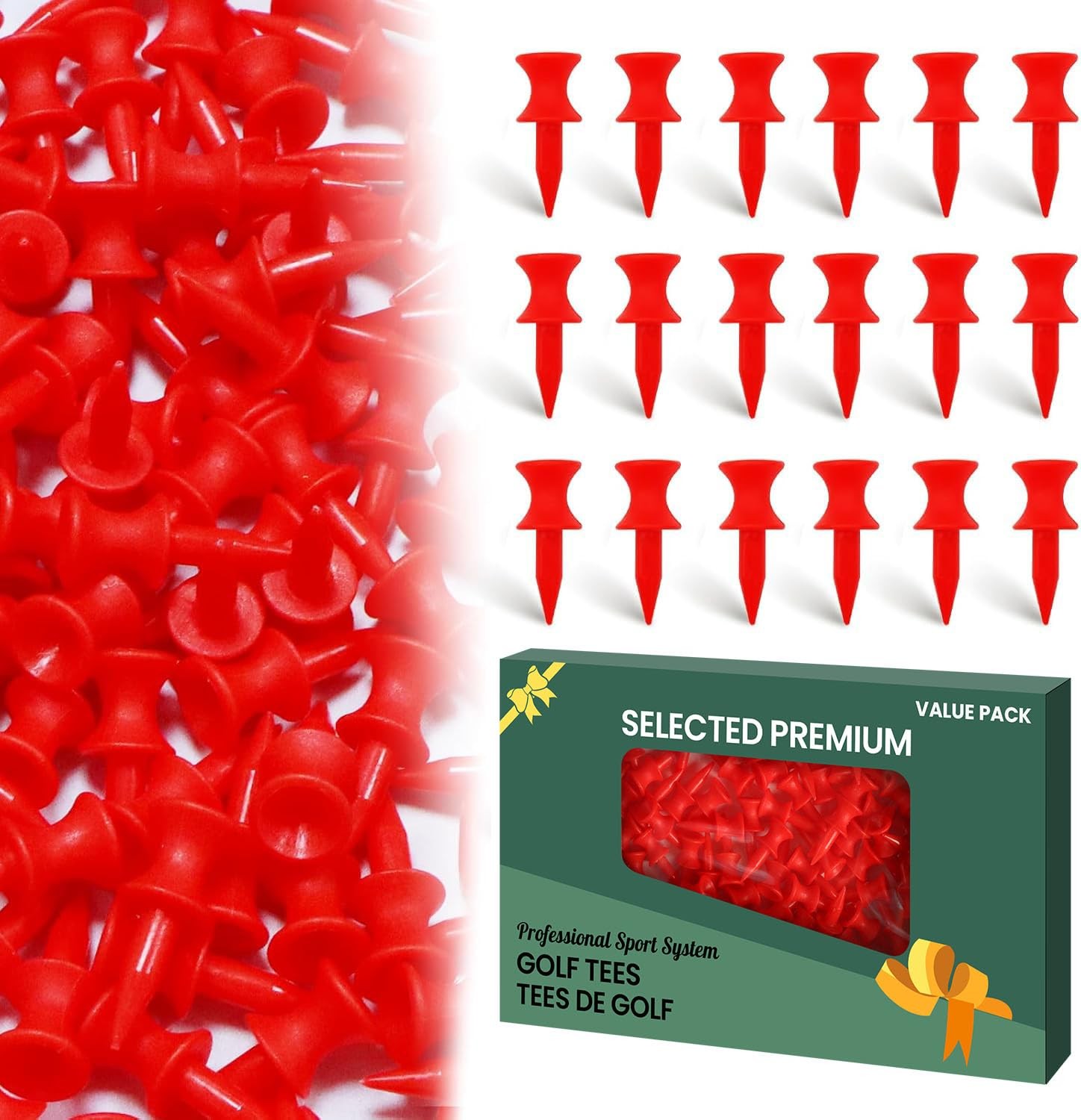 Golf Tees Plastic Step Down 50 Pack (1 1/4" in Red)