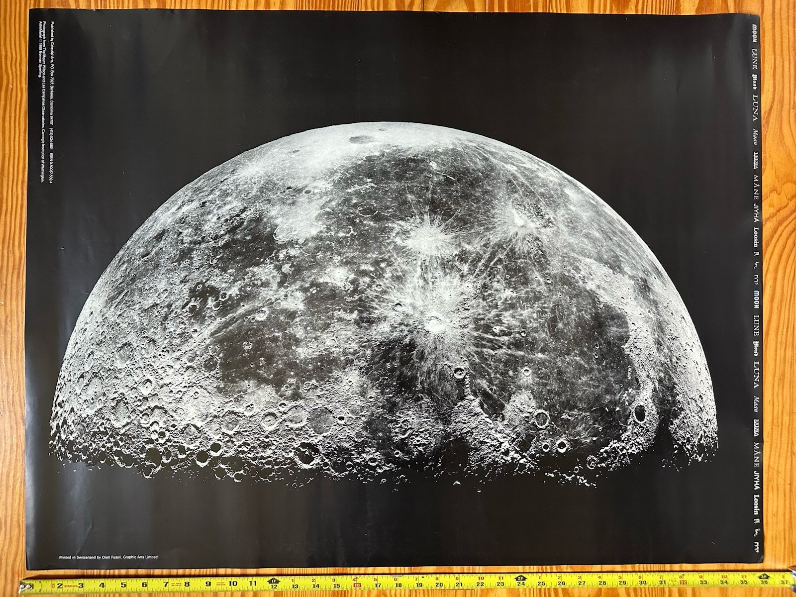 Vintage THE MOON Wall Poster Celestial Arts 1988 Norman Sperling Space