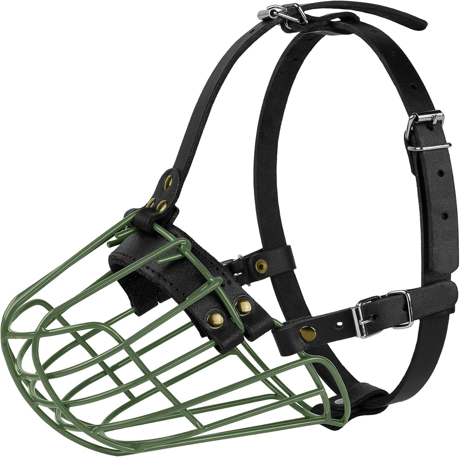 Pitbull Dog Muzzle Metal Mask Amstaff Secure Wire Basket Adjustable Durable Leat
