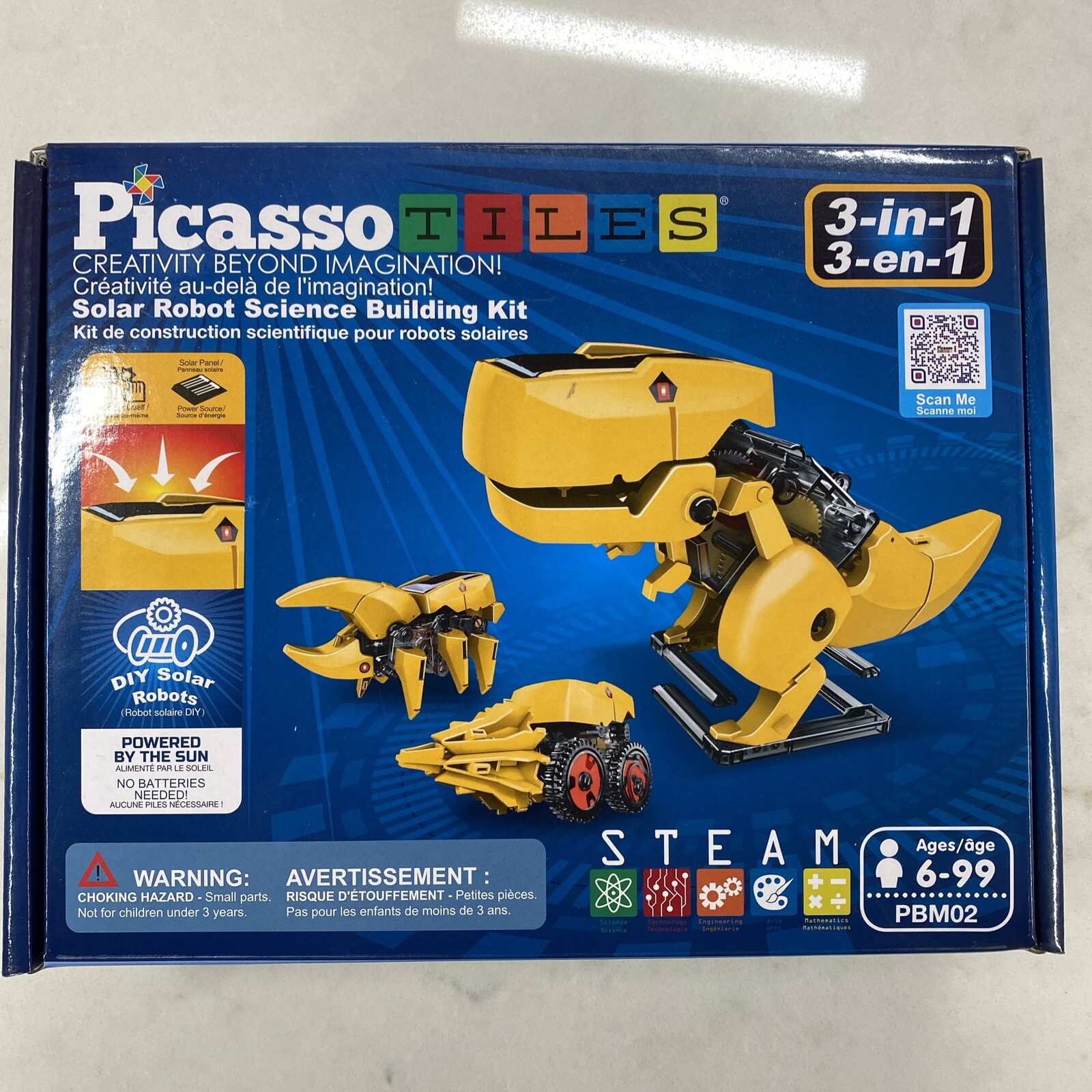 PicassoTiles 3-in-1 Solar Powered Dinosaur Robot Science Kit