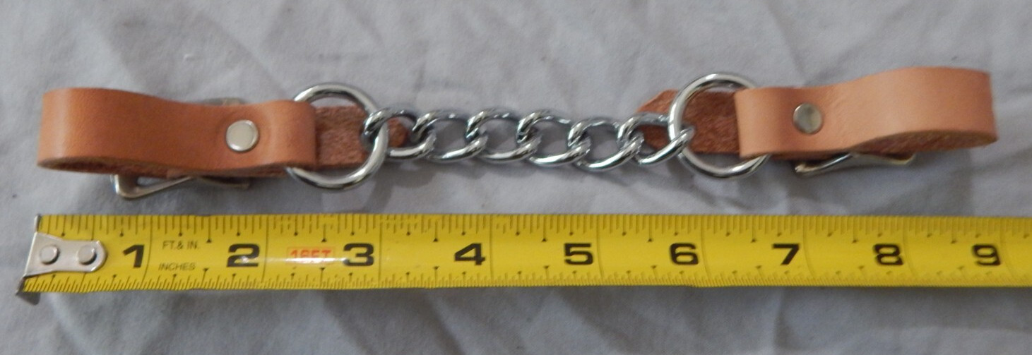 Single Flat Link Chain Curb Strap Heavy Cowhide Brand New