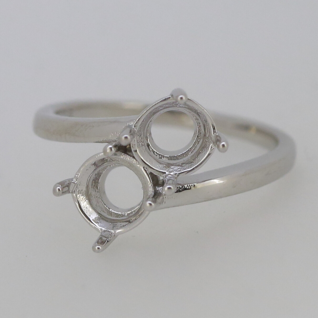 Sterling Silver Semi Mount Ring Setting Round RD 6x6mm Twin Stone