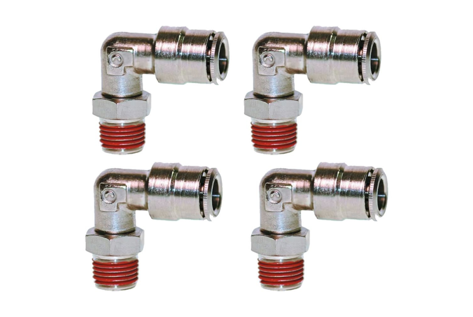 3/8" OD Hose x 1/2" NPT Push To Connect 90 Degree Swivel Elbow Fittings - 4 PACK