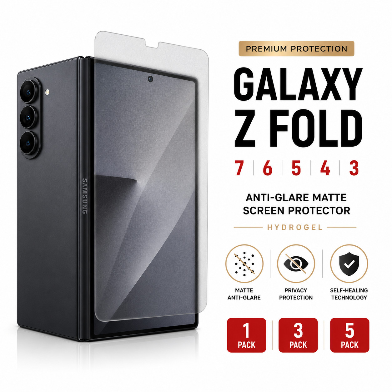 Samsung Galaxy Z Fold 7 6 5 4 3 Hydrogel Matte Screen Protector Anti-Glare
