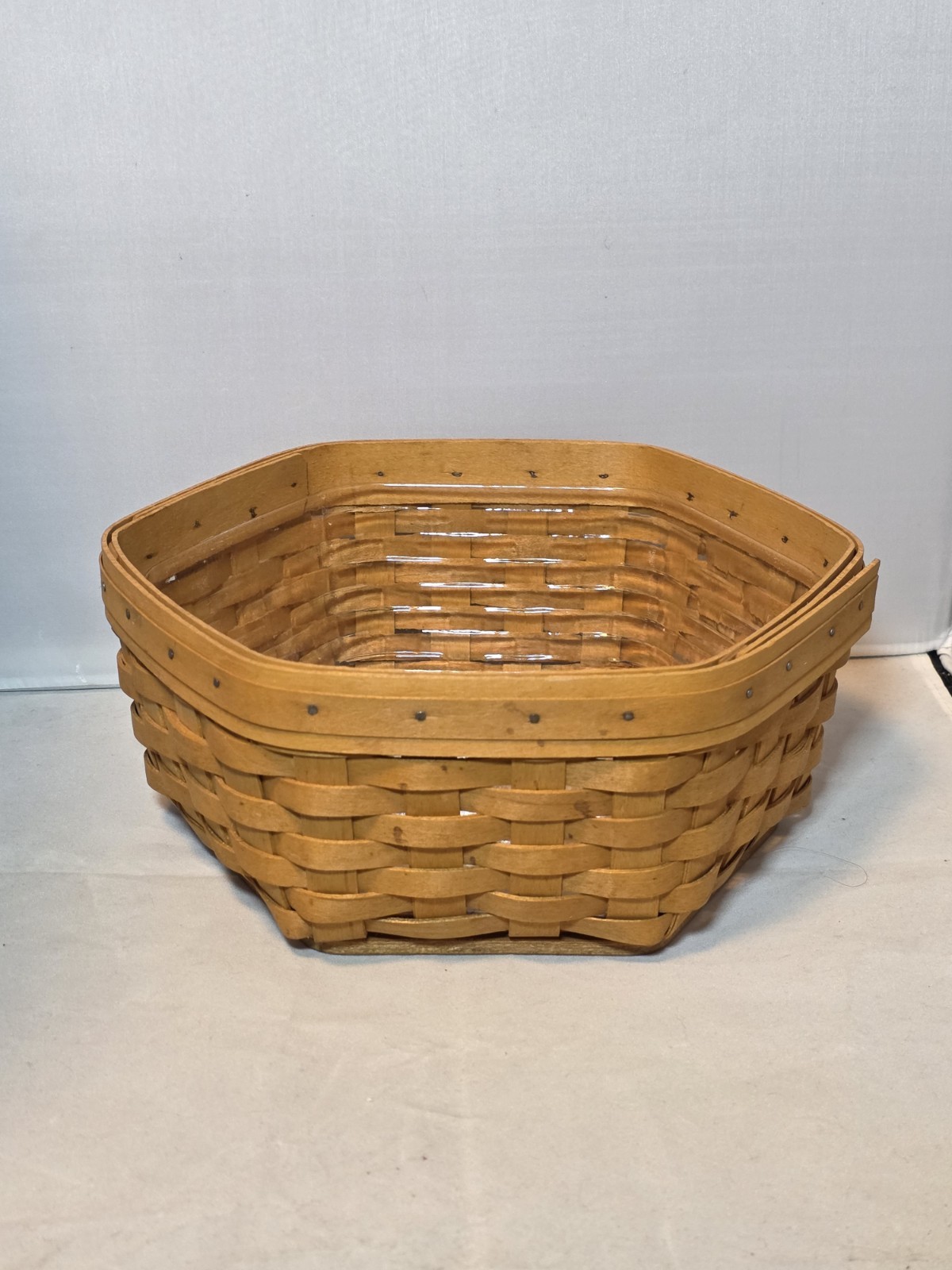 Generations Longaberger Hexagon Basket with Plastic Protector 4" height 9" Width