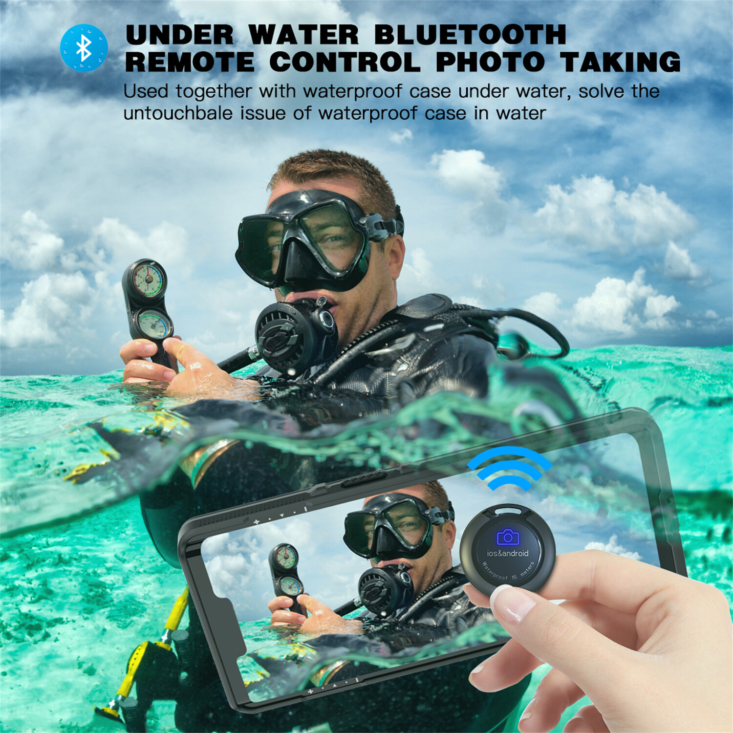 Waterproof Selfie Bluetooth Remote Control Camera Shutter For IOS Android Phone