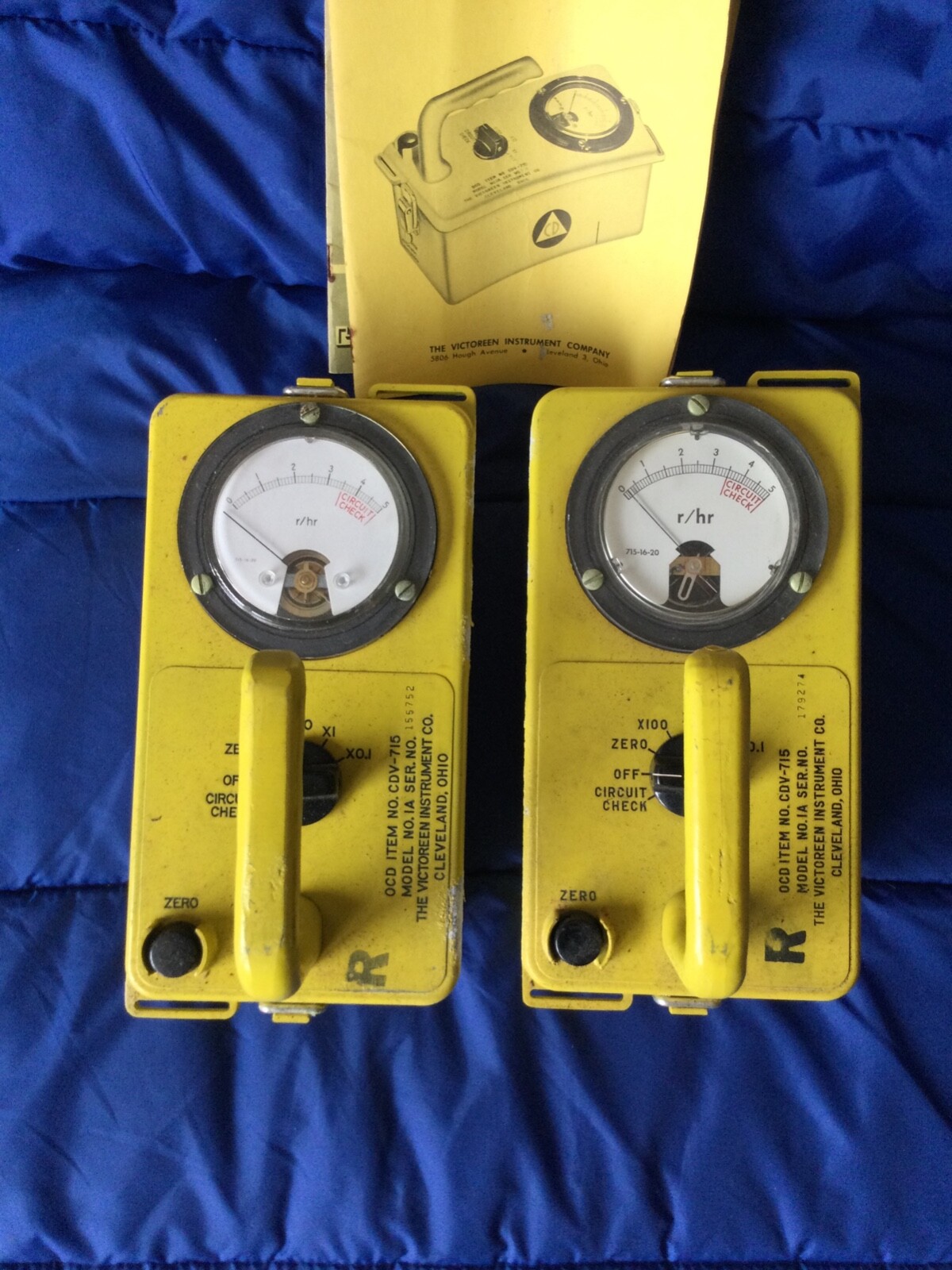 Vintage Untested Civil Defense Radiological Survey Meter - Set of 2