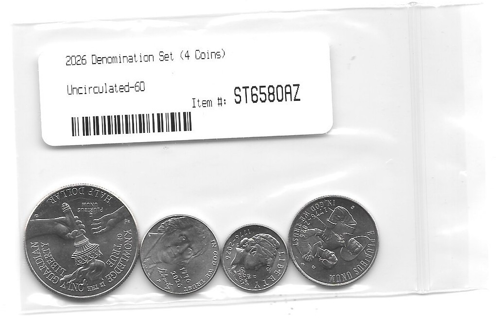 2026 UNCIRCULATED-60 4 COIN SET 50 25 10 + 5 CENT COIN