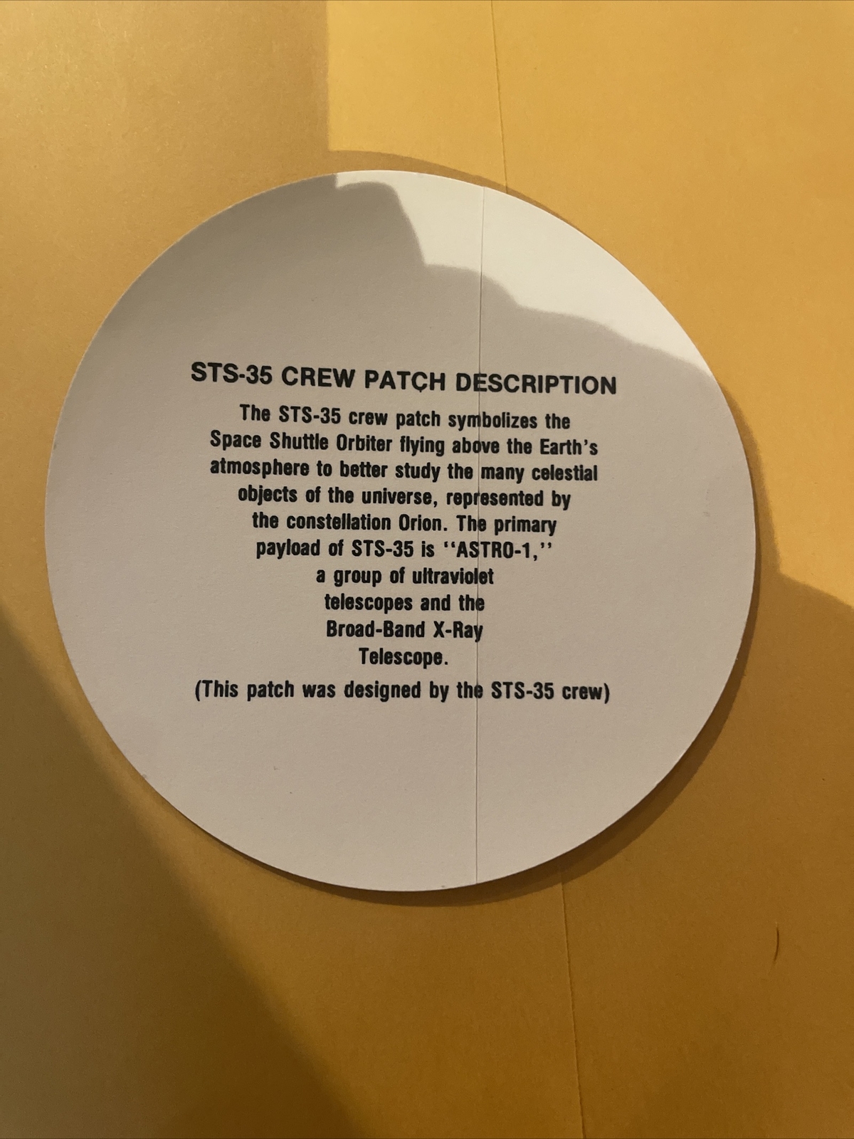 NASA Sts 35 Crew Sticker Patch Orbiter Shuttle Astro 1 Telescope