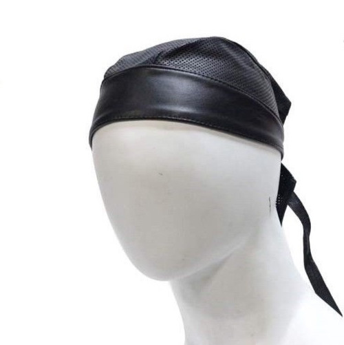 NEW Genuine Leather Skull Cap Tie Back  Motorcycle Biker Bandana Light & Airy