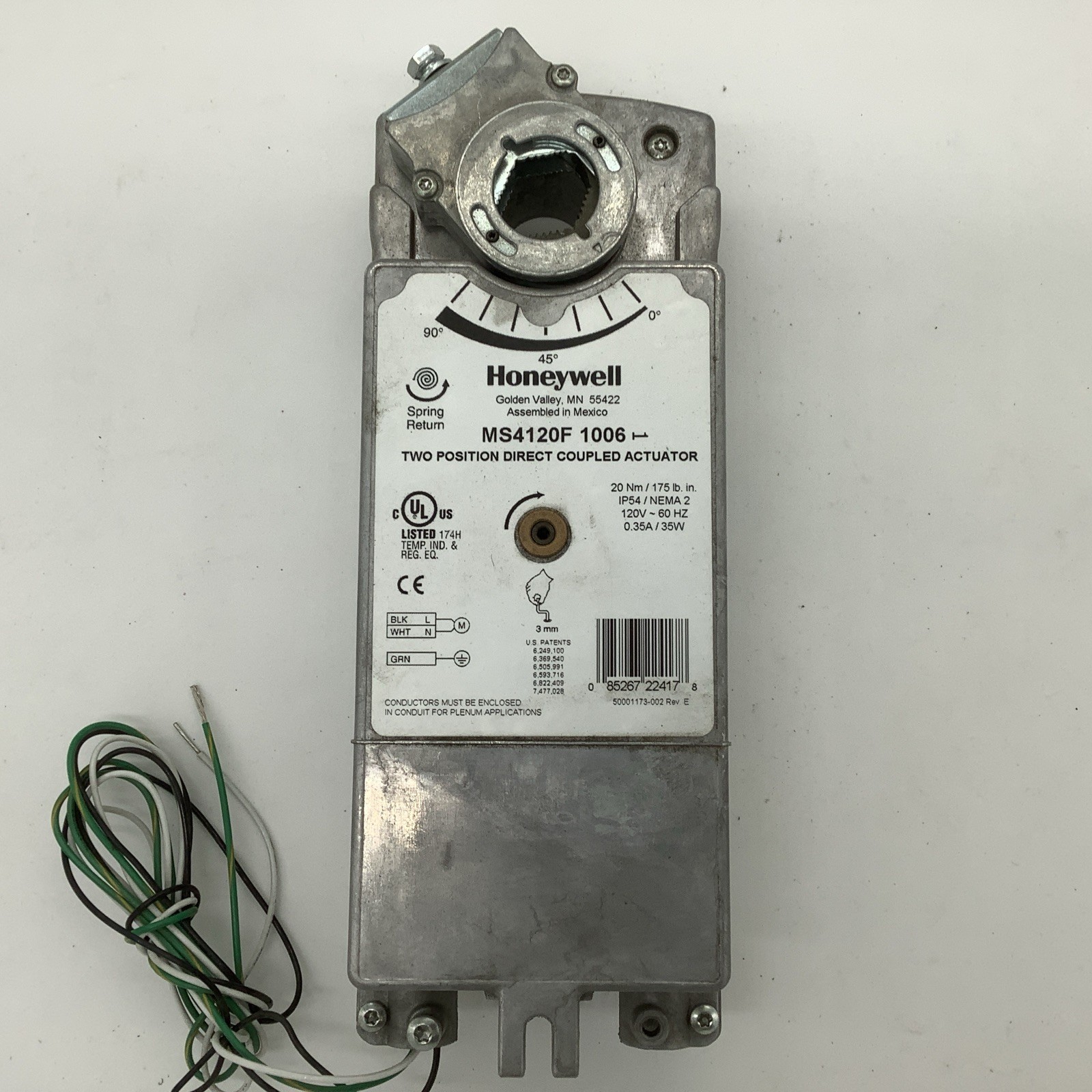 Honeywell MS4120F1006 Two-Position Direct Coupled Damper Actuator
