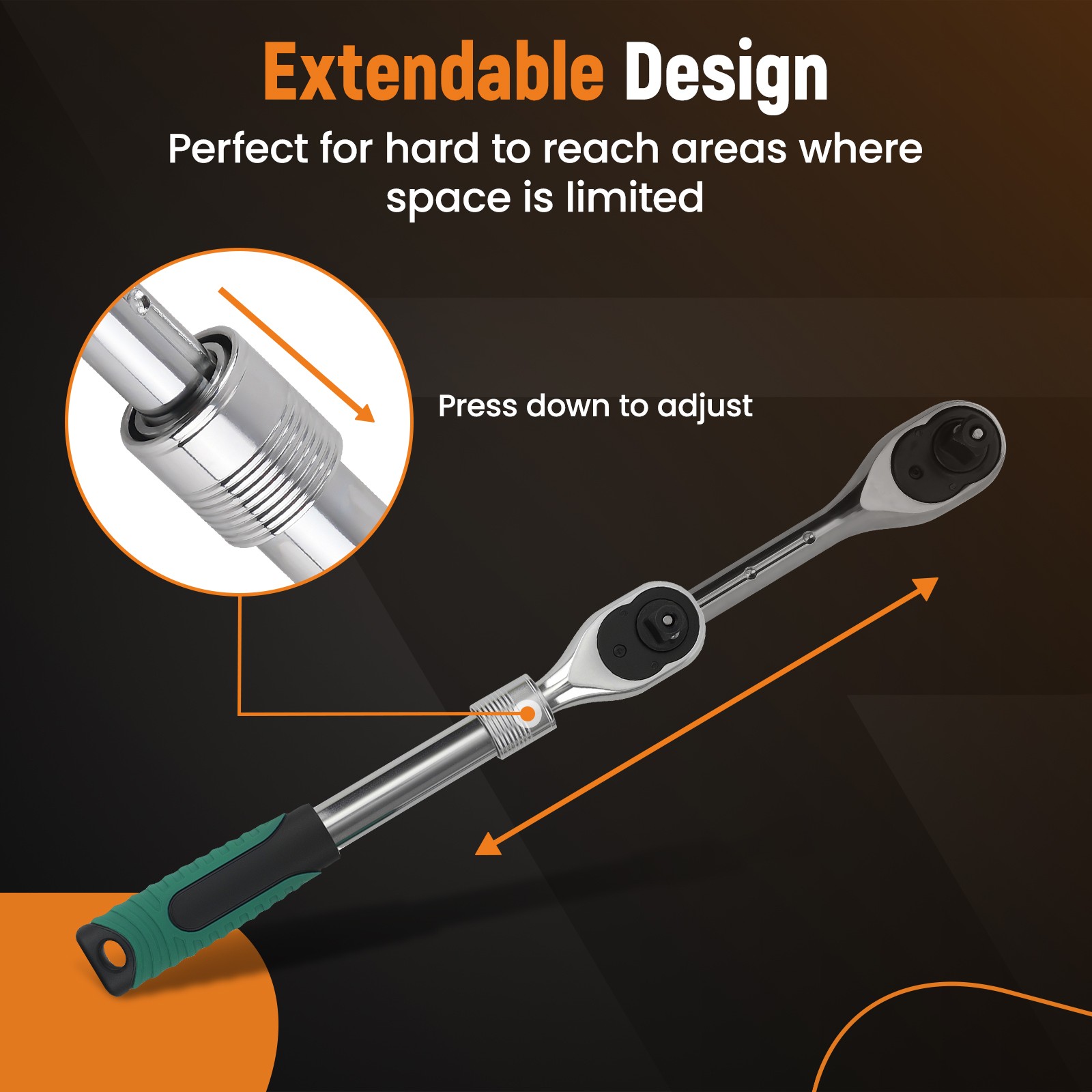 Workshop Ratchet Tool Set 3-Piece Extendable Handle 72-Tooth Quick Release