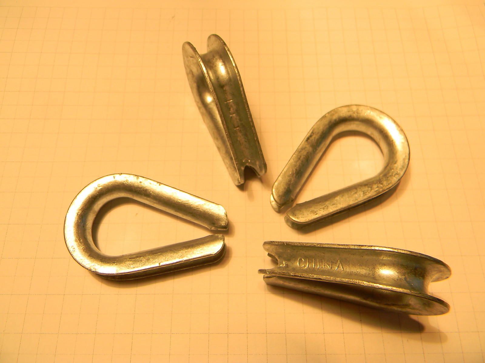 4 New 1/4" Eyelet Steel Cable / Rope Loop Guide Zinc Plated Galvanized Thimble