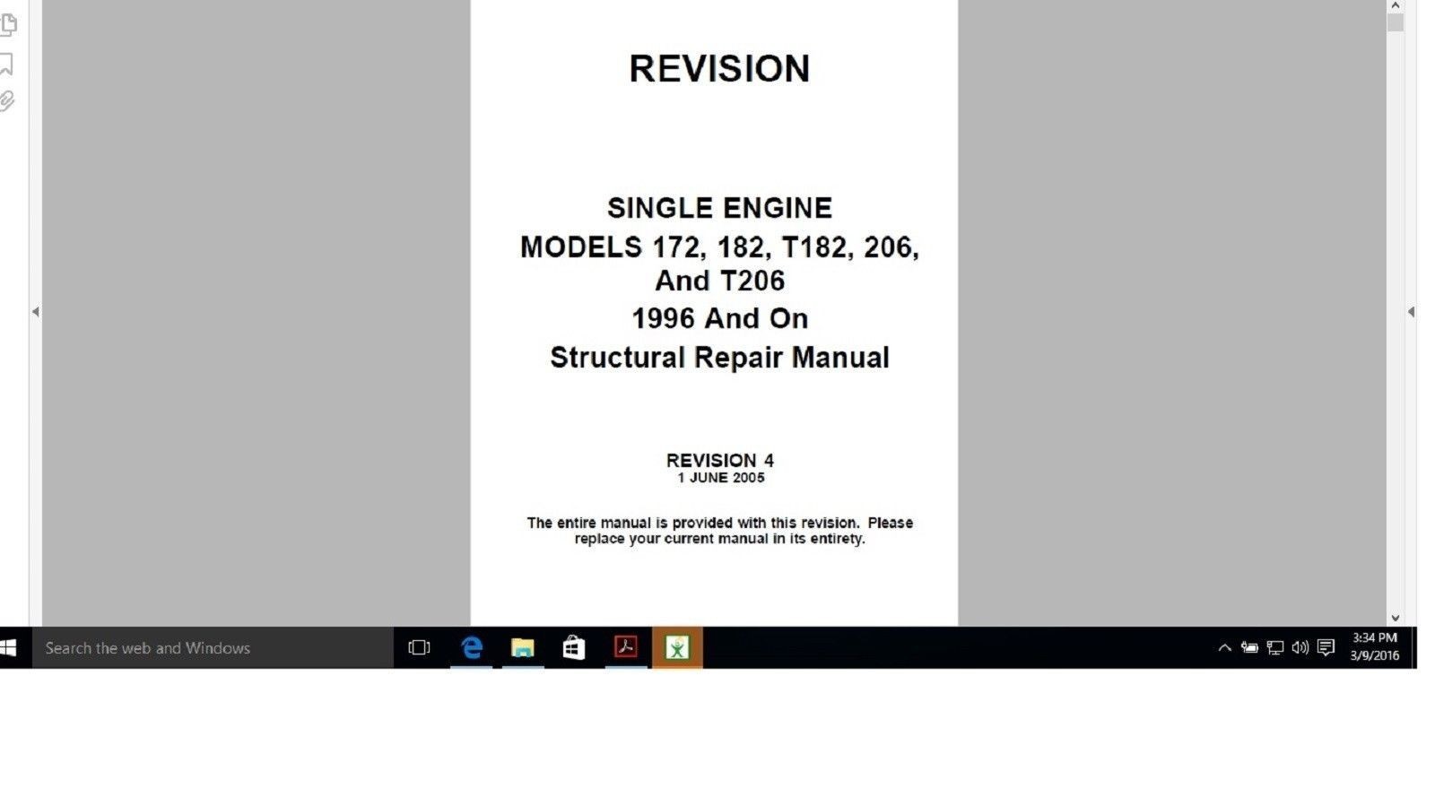 Cessna single engine structural repair manual 172 182 206 T182 T206