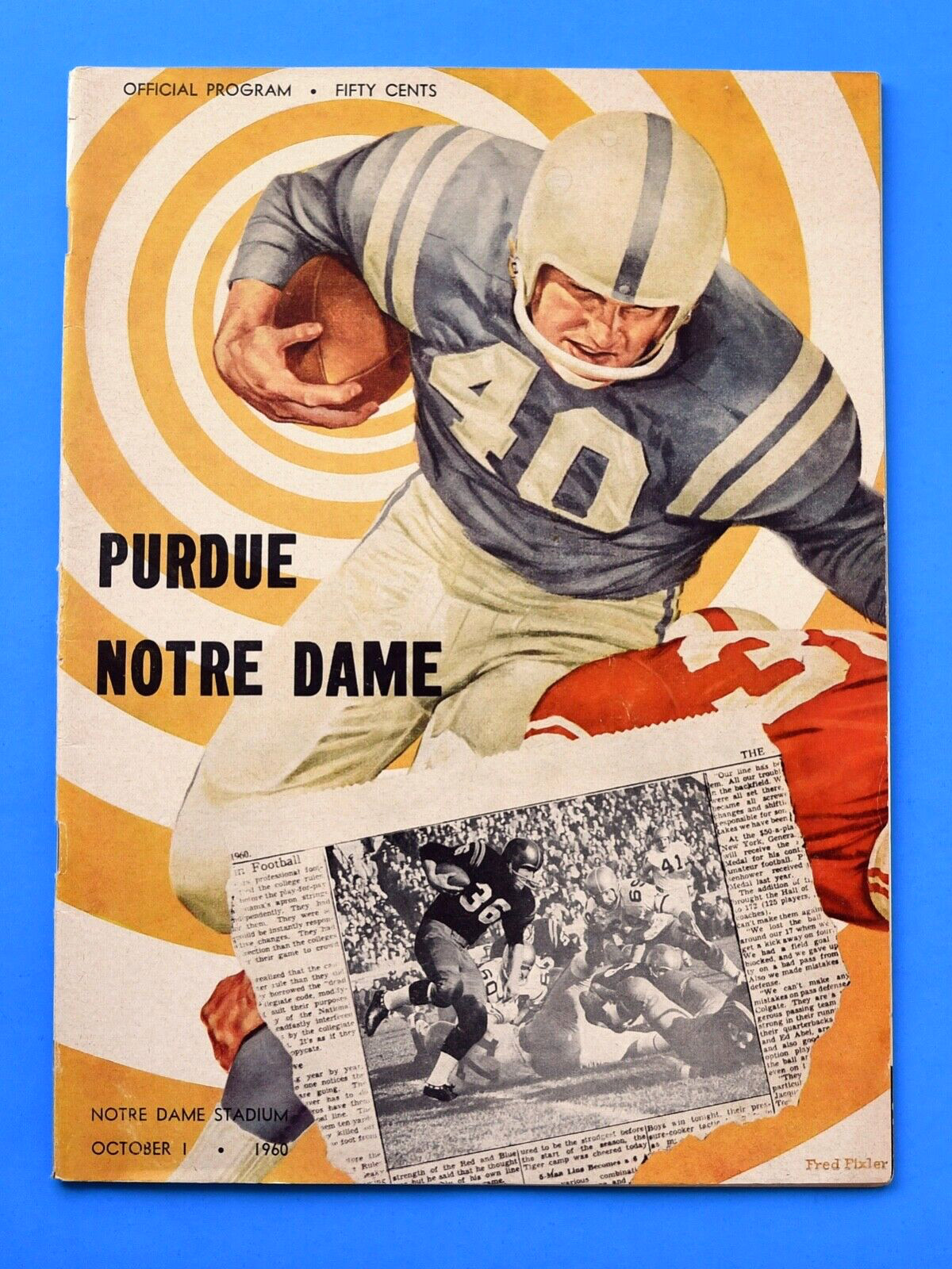 1960 Notre Dame Fighting Irish vs Purdue Football Program. Studebaker