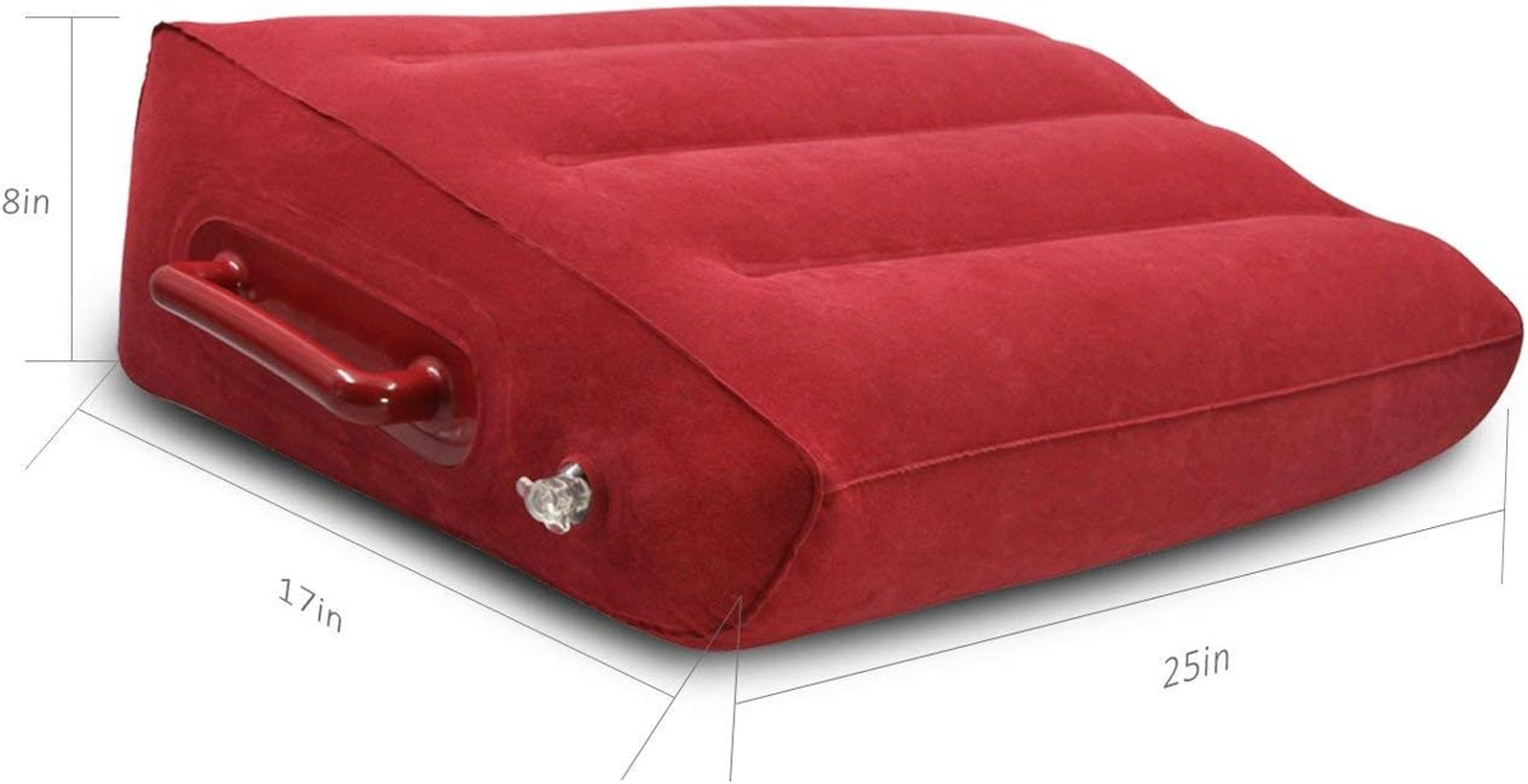 Inflatable Wedge Shape Travel Pillow Memory Foam Support Compact Red for Camping