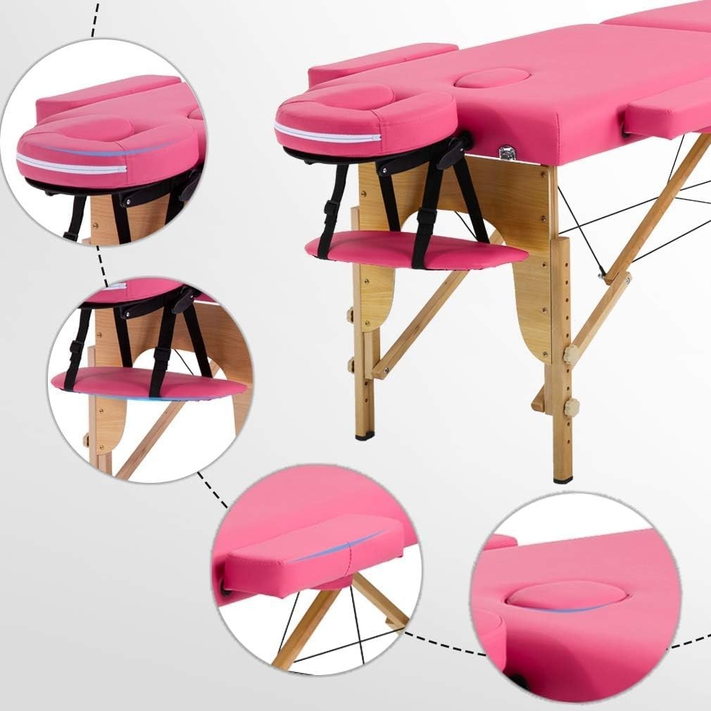 24" Portable Massage Table Folding Spa Bed Height Adjustable with Bag
