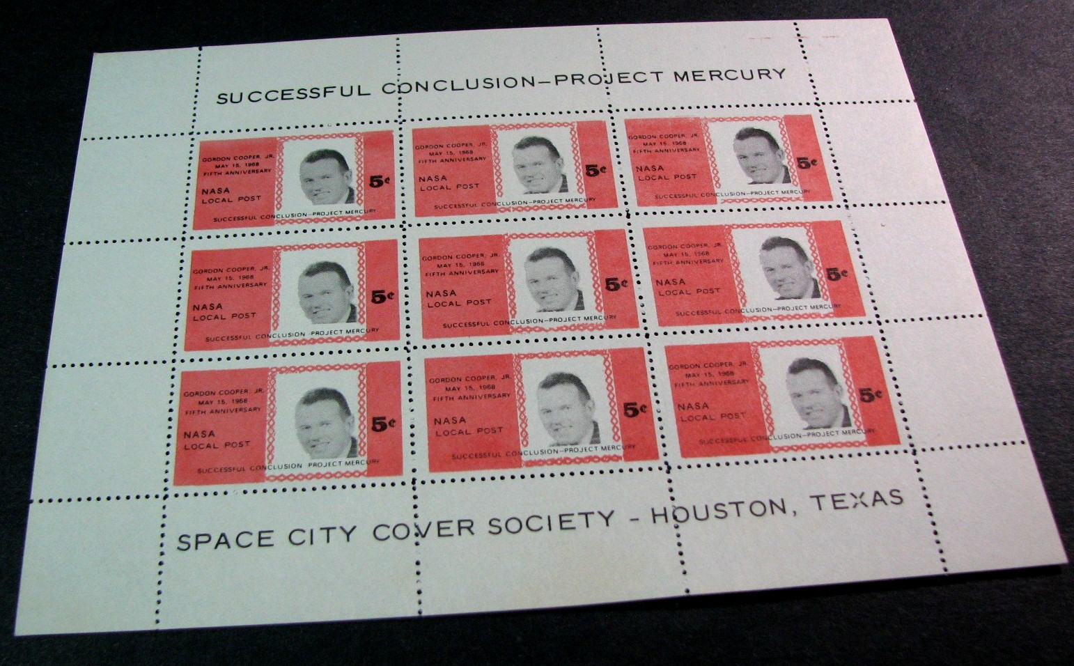 NASA Local Post Successful Conclusion-Project Mercury-Gordon Cooper MNH H428