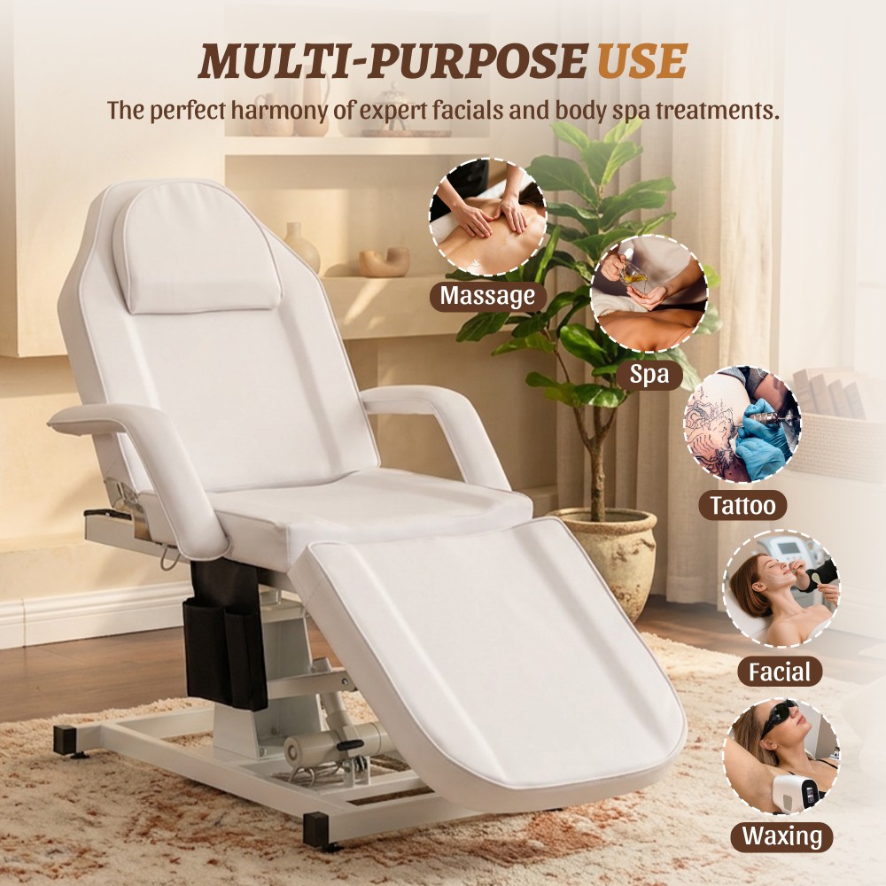 Electric Salon Bed 440LBS Massage Table Remote Control Adjustable PU Leather