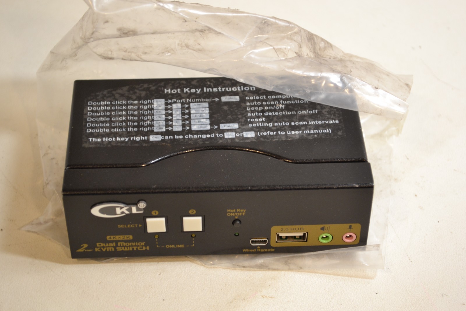 CKL HDMI KVM 2 Port 4K 30Hz Dual Monitor  Display (CKL-922HUA) No Cables