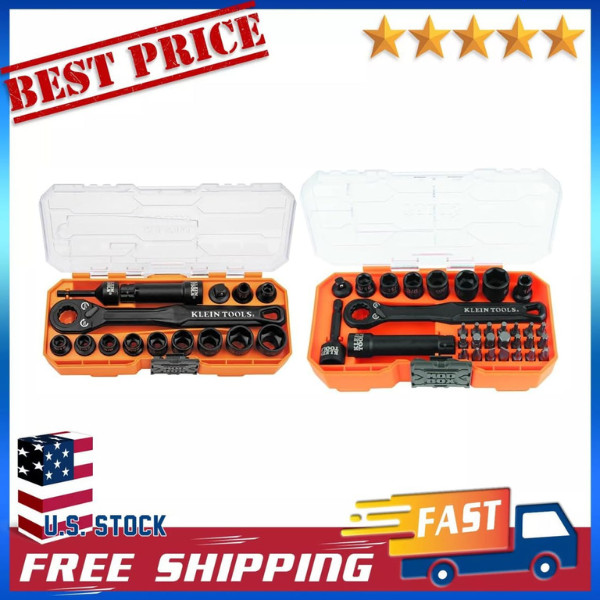 Klein Tools 65400 15-Piece and 65300 32-Piece Pass Through Socket Sets with MODb