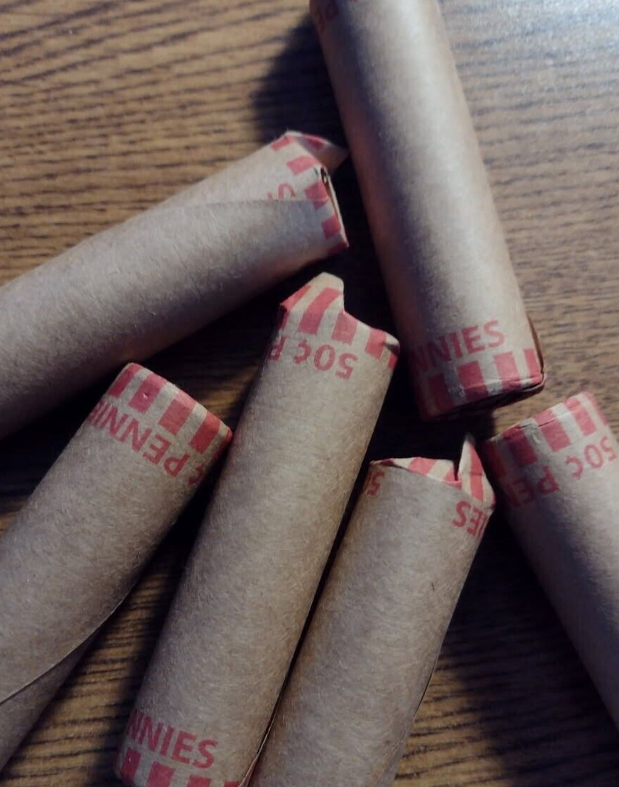 1-ROLL (50 COINS) OF 1927-D AVERAGE CIRCULATED WHEAT CENTS IN OLD PAPER ROLLS