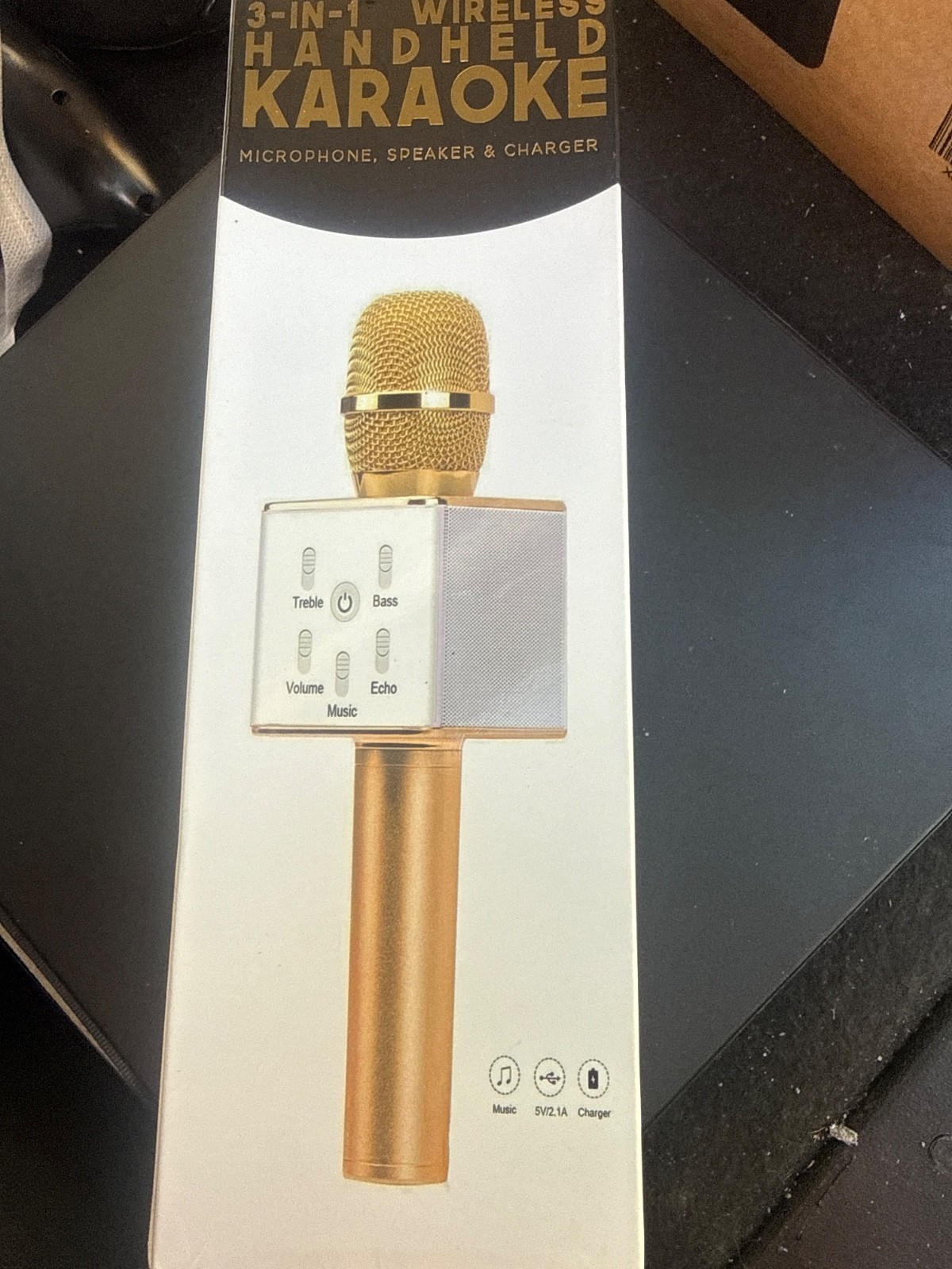 3-IN-1 Wireless Hand Held KARAOKE Microphone Speaker & Charger (ROSE GOLD)