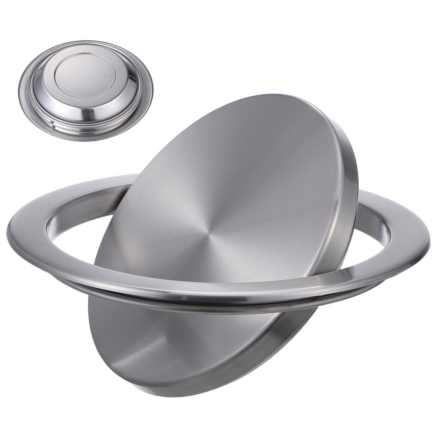 Cabilock Round Recessed Countertop Trash Bin Lid, Stainless Steel Built-in Fl...