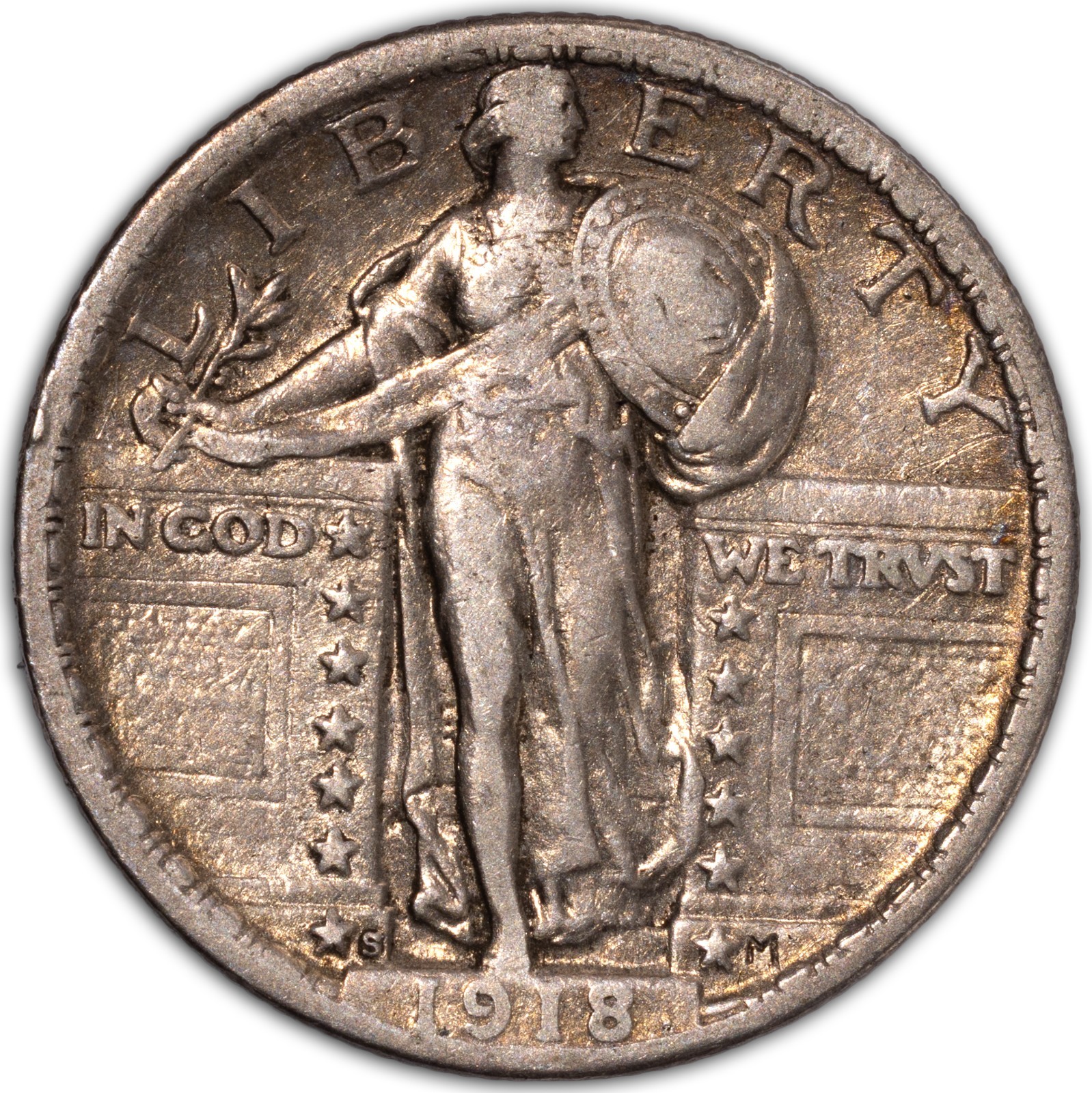 1918-S San Francisco Standing Liberty Quarter SLQ 25c Almost Uncirculated AU+