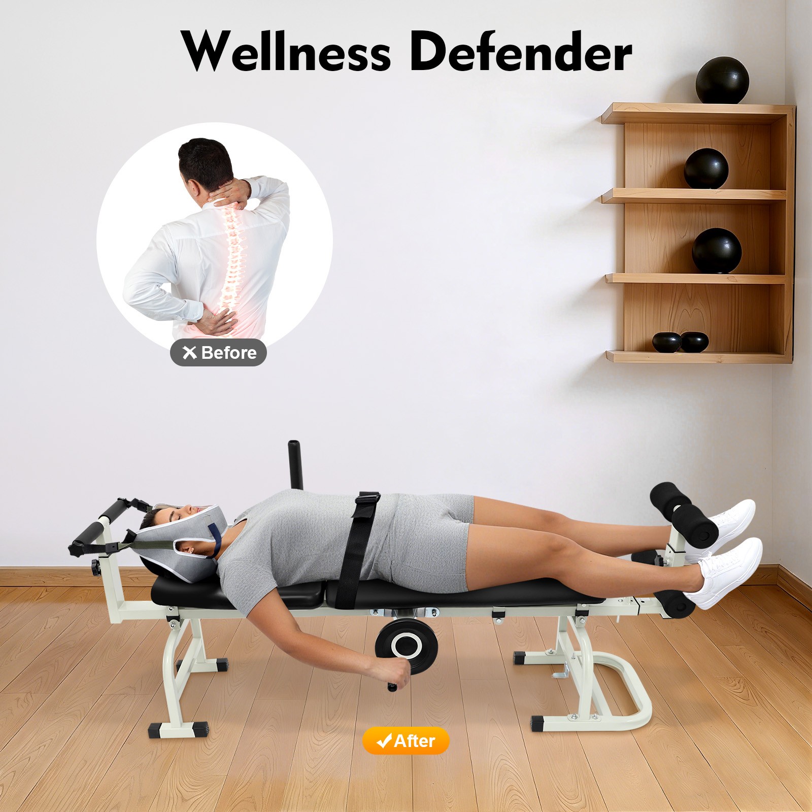 Multi-function Cervical Traction Device Back/Neck Stretcher Lumbar Stretch Bench