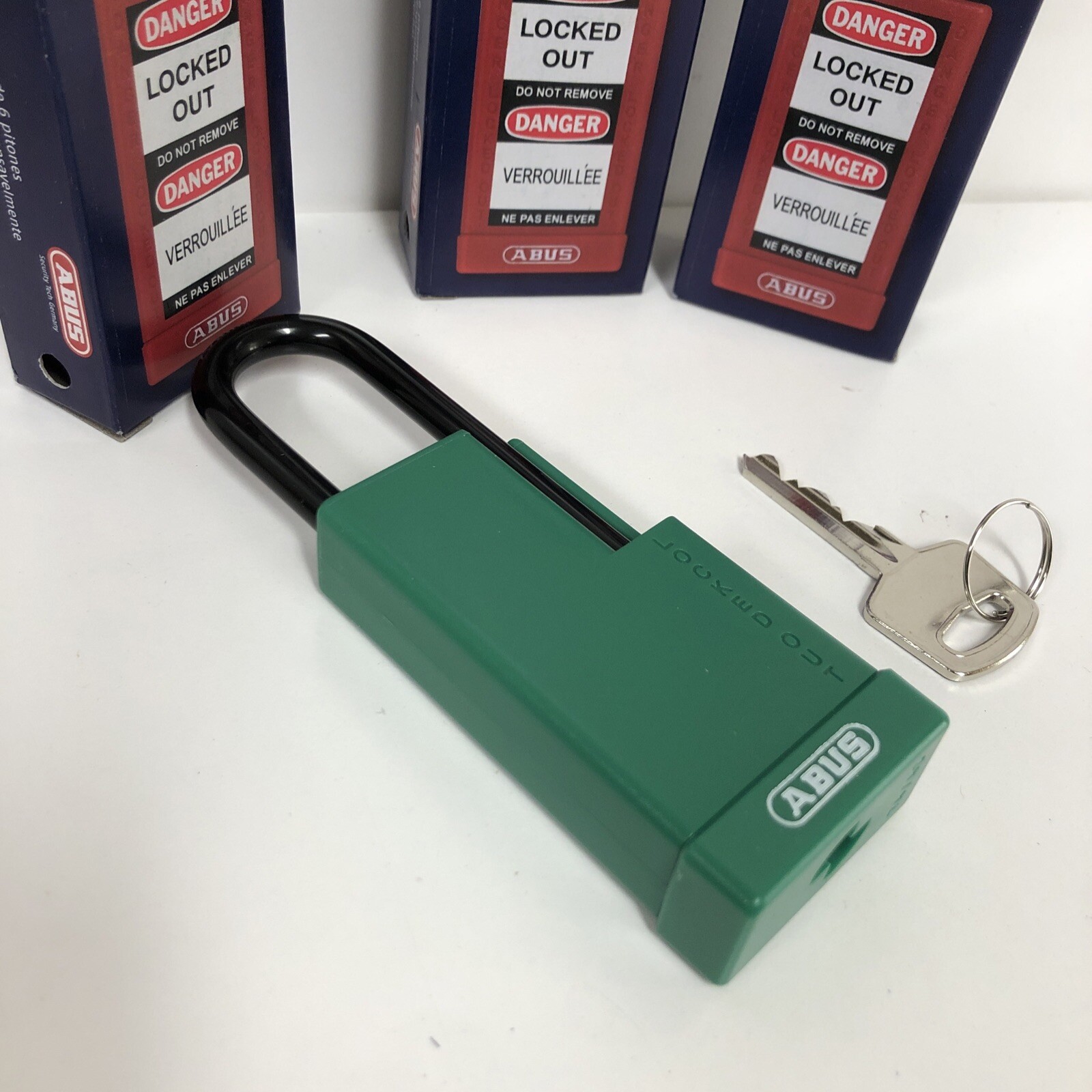 3 Pack ABUS 74LB/40 Lockout Pad Lock Green With One Key New