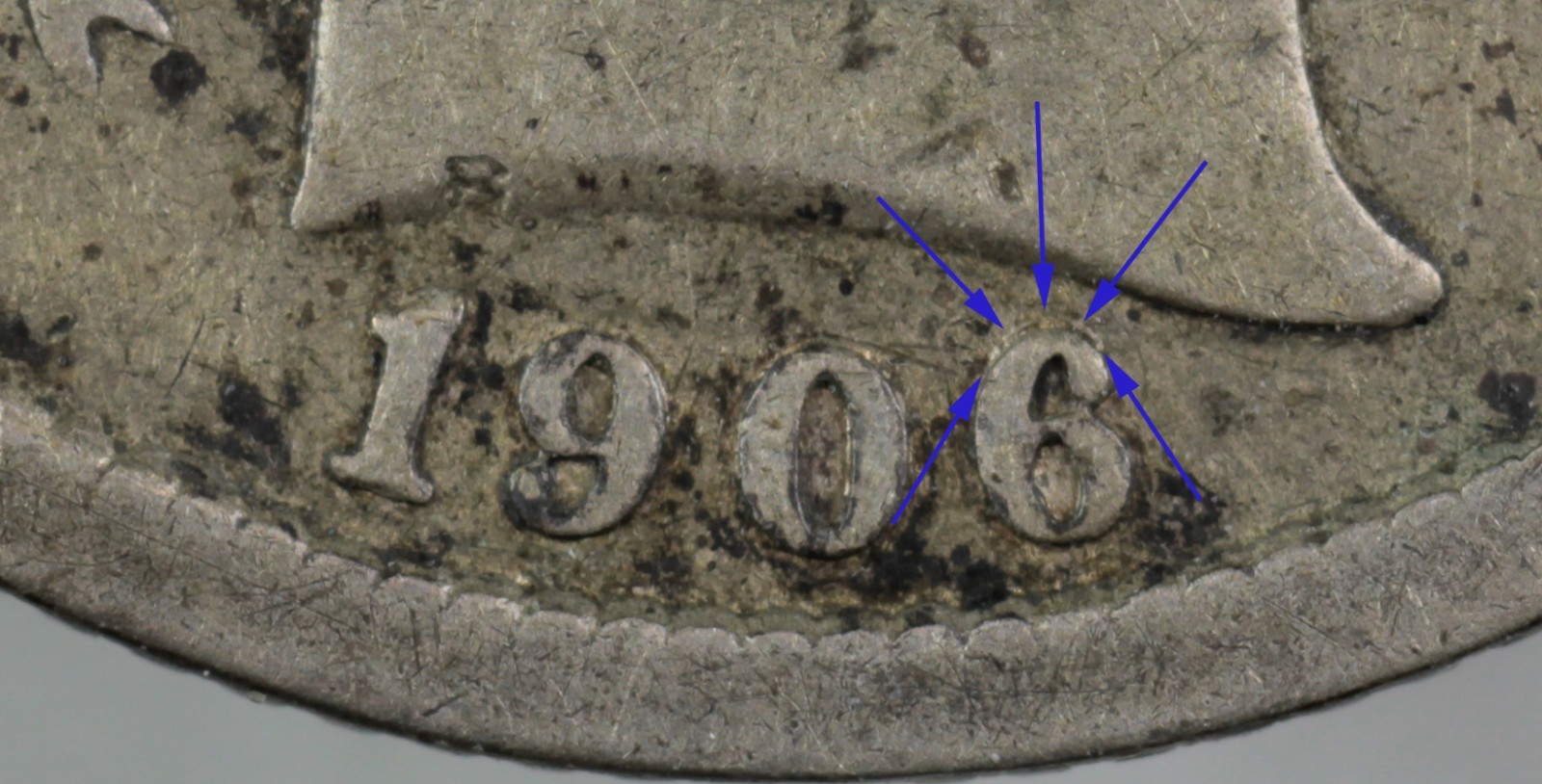 1906-D L-103 RPD-006 6/6-North Barber Dime Fine. Offering combined shipping.