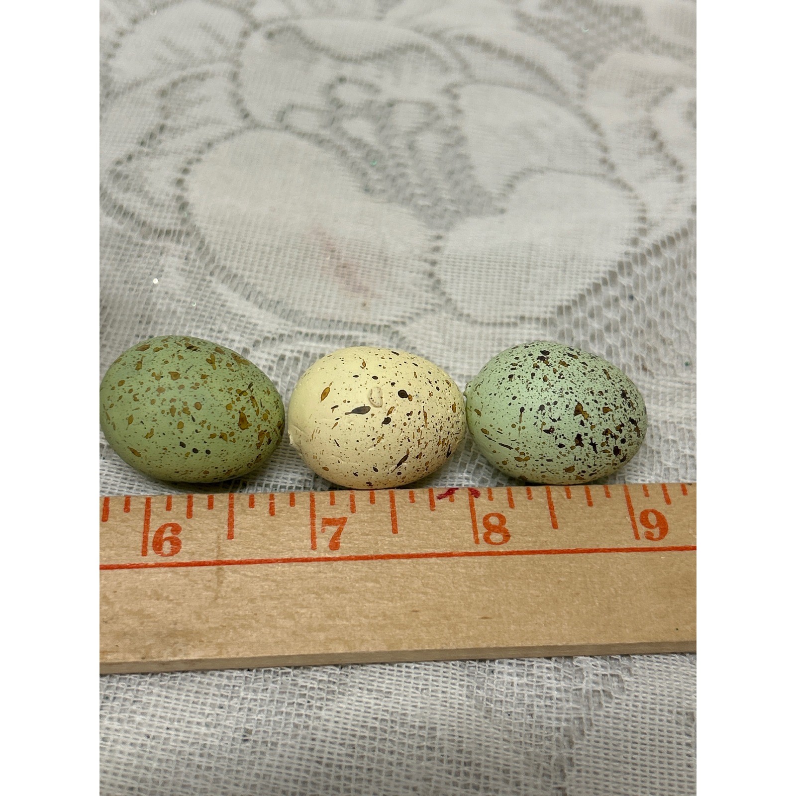Miniature Easter Basket Set 2 Tiny Woven Baskets 3 Speckled Eggs Dollhouse Decor