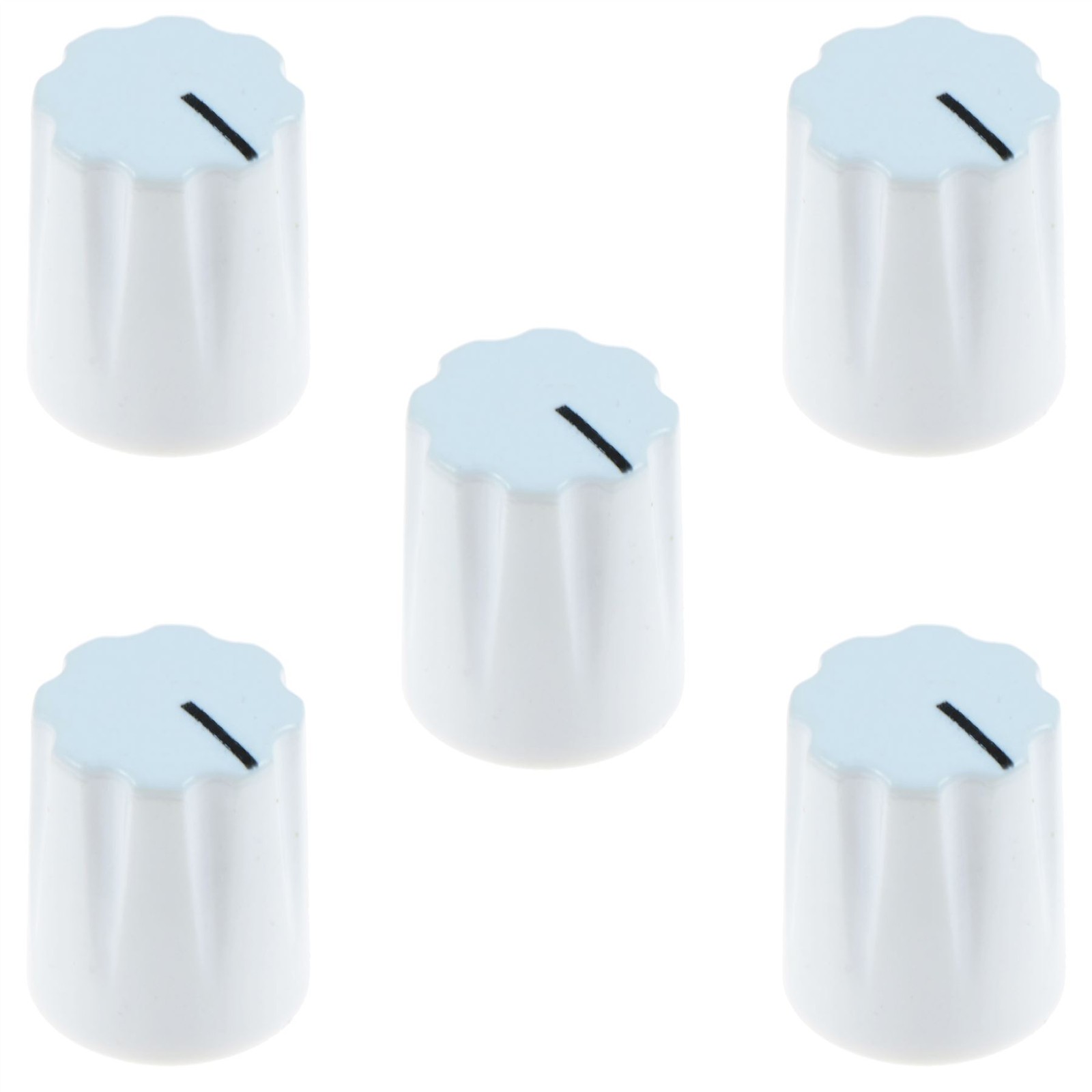 5 x White Davies 1900H Style 1/4" 6.35mm Guitar Potentiometer Knob