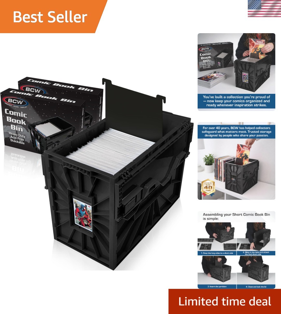 Effortless Organization with Stackable Comic Book Bins - 2 Pack, 150 Capacity