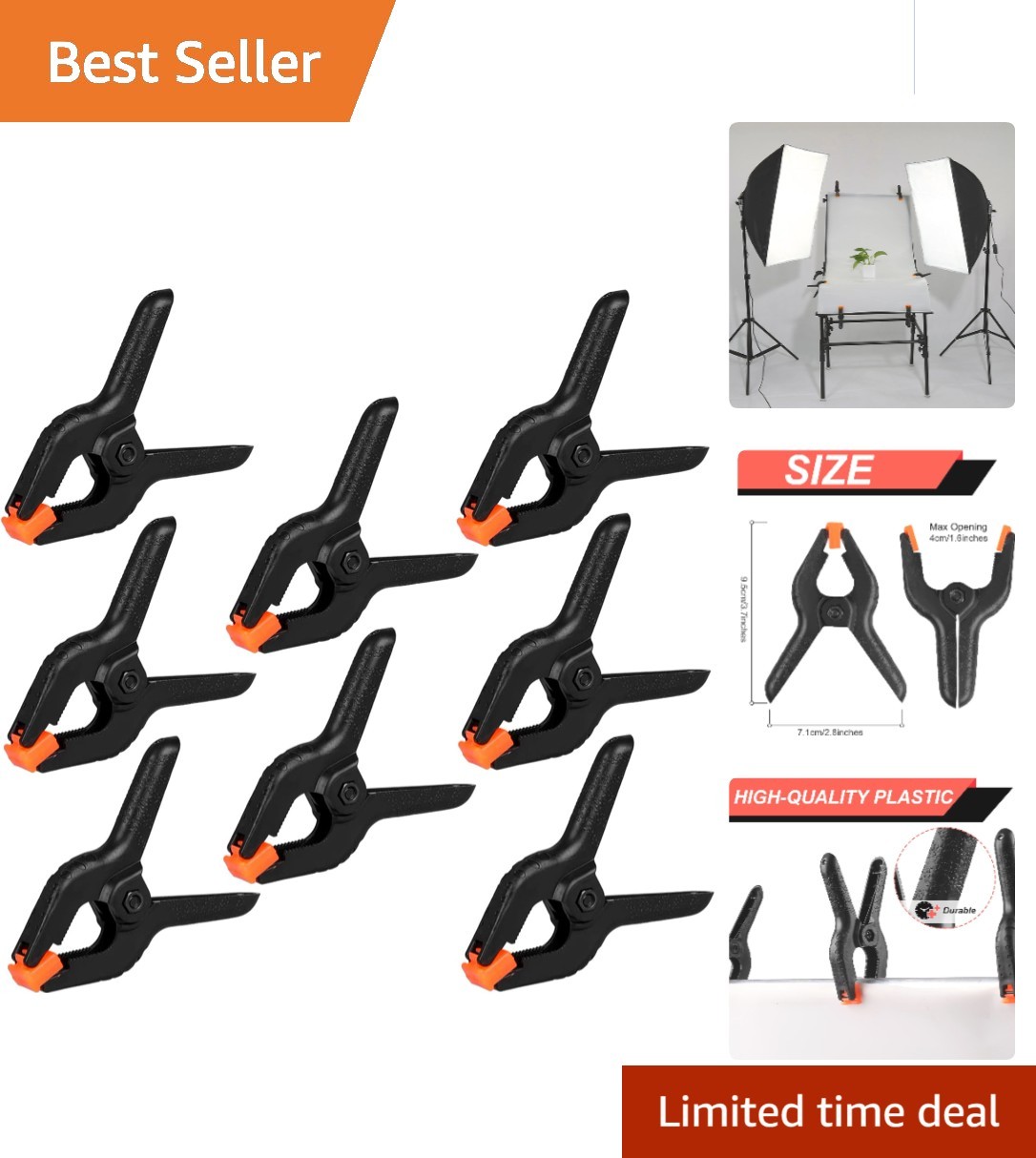 3.5 inch Plastic Spring Clamps, 12 Pack - Ideal for Crafts & DIY Projects