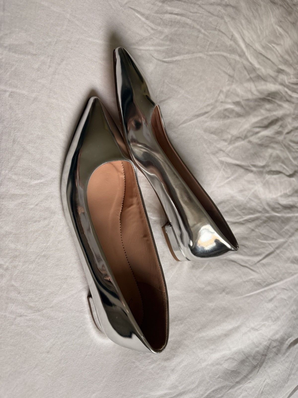 J Crew Flats Ballet Flats Size 9 Silver Brand New Point Toe