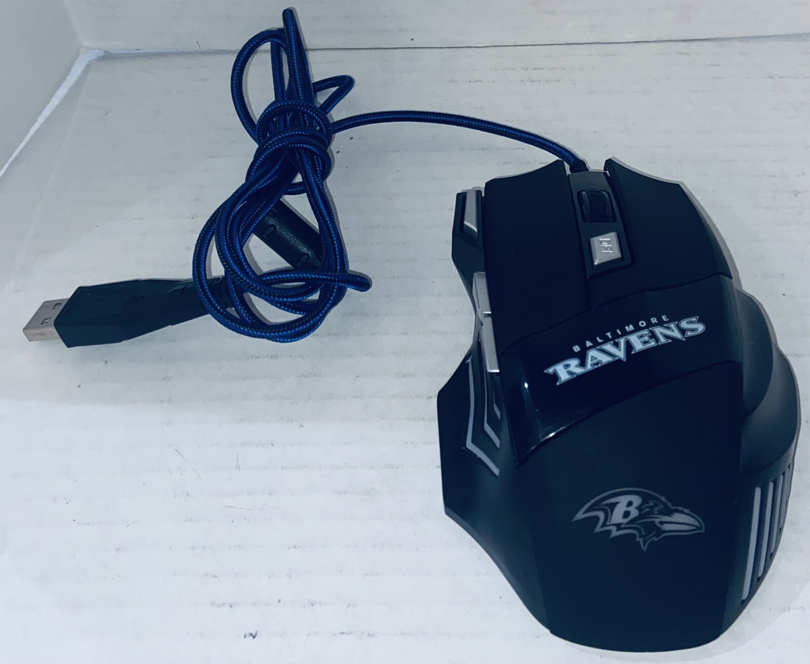 BALTIMORE RAVENS GAMING WIRED MOUSE MODEL RGX-M2-BLK 7200DPI 7 BUTTON 5V 100mA