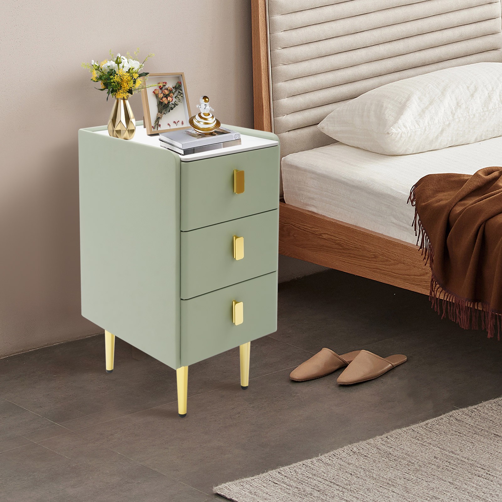 Narrow Nightstand with Drawers, Bedside Table for Bedrooms, Narrow Side Table