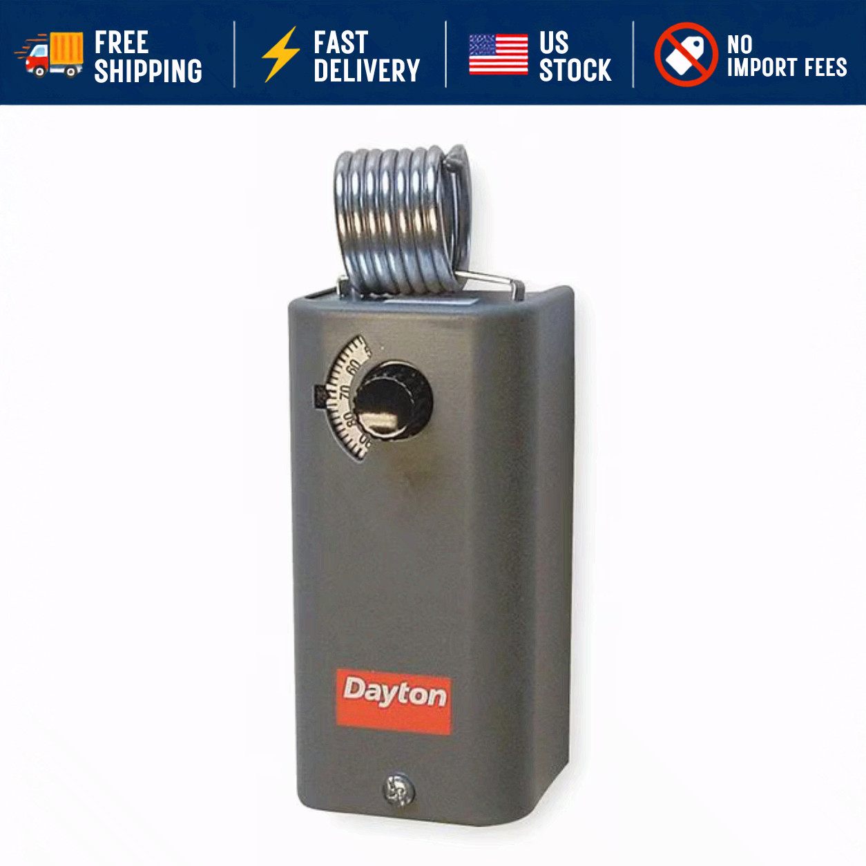 Dayton Line Voltage Mechanical Thermostat Heat Cool 120-270V 30-110°F