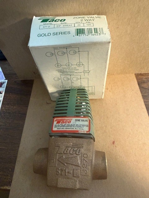 TACO  571-2 ZONE VALVE  2  WAY 3/4” SWEAT  GOLD SERIES New / Boxed Free Ship