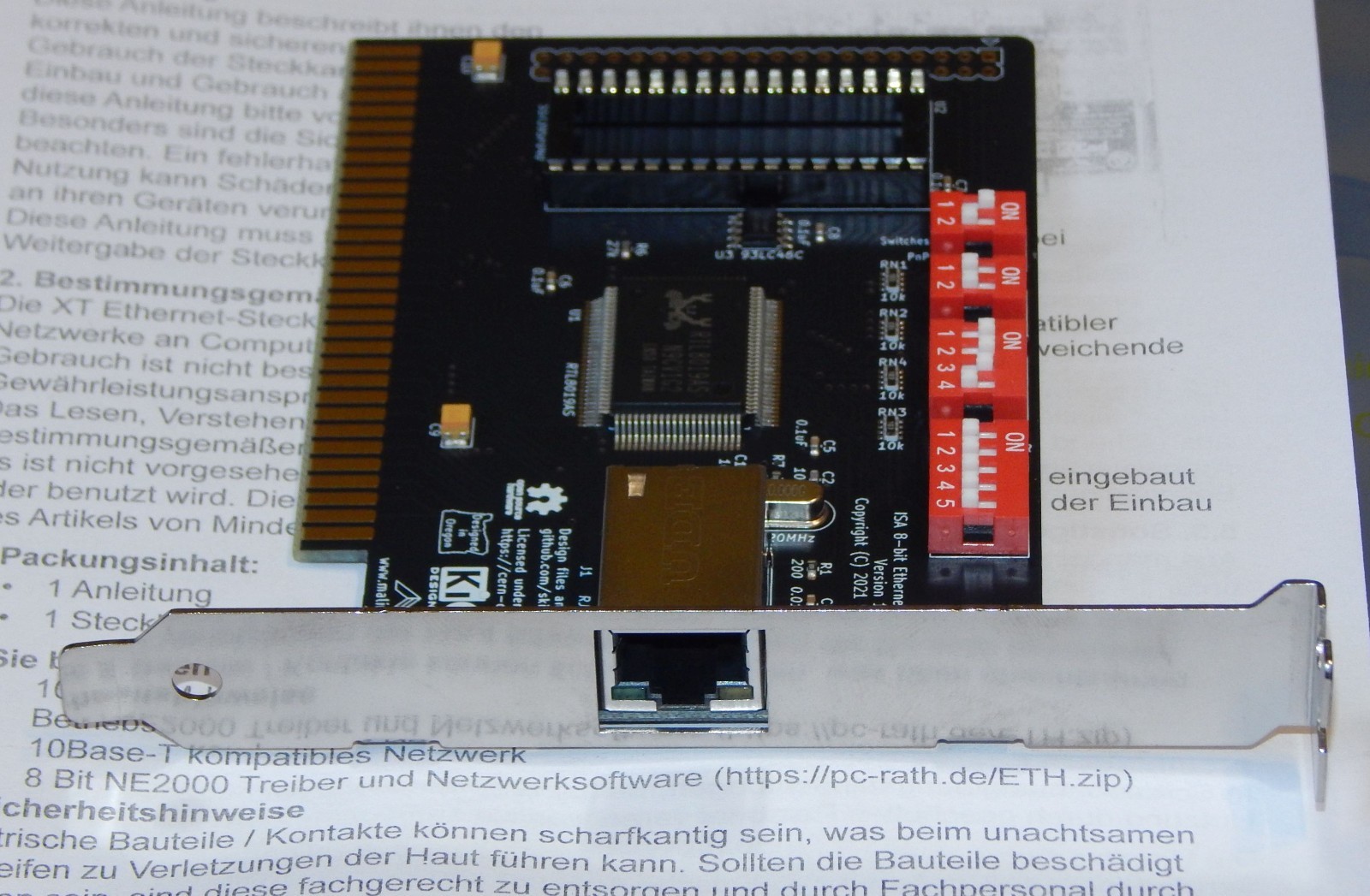 XT ISA 8-Bit Ethernet Controller LAN Network Card Board Network Card Network